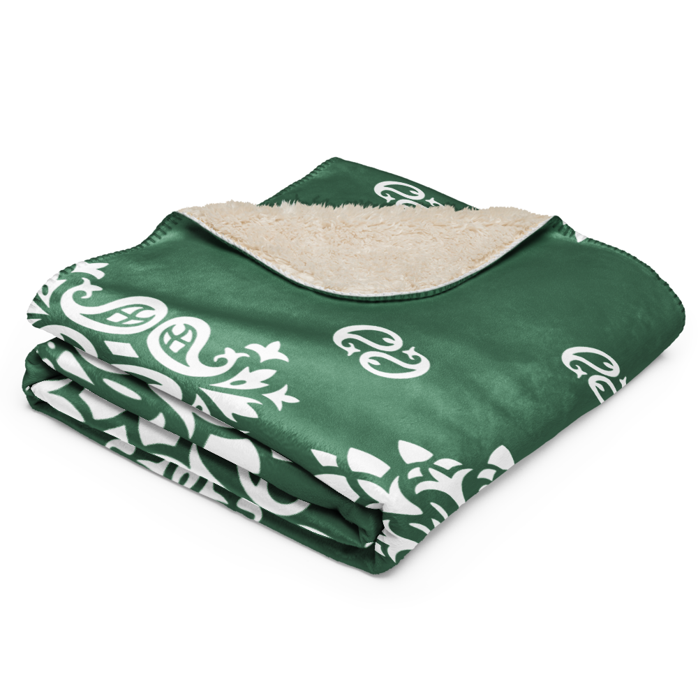 Green Paisley Sherpa Blanket