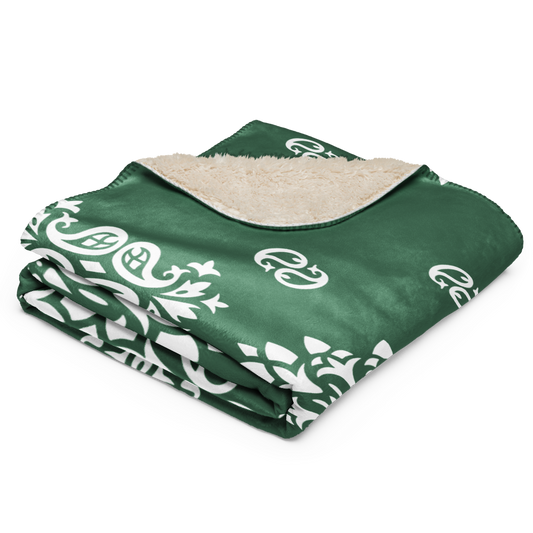 Green Paisley Sherpa Blanket