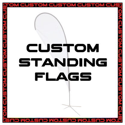 Standing Custom Event Flags Custom Standing Flags – ArenaWear® powered by Hooked Up Enterprises